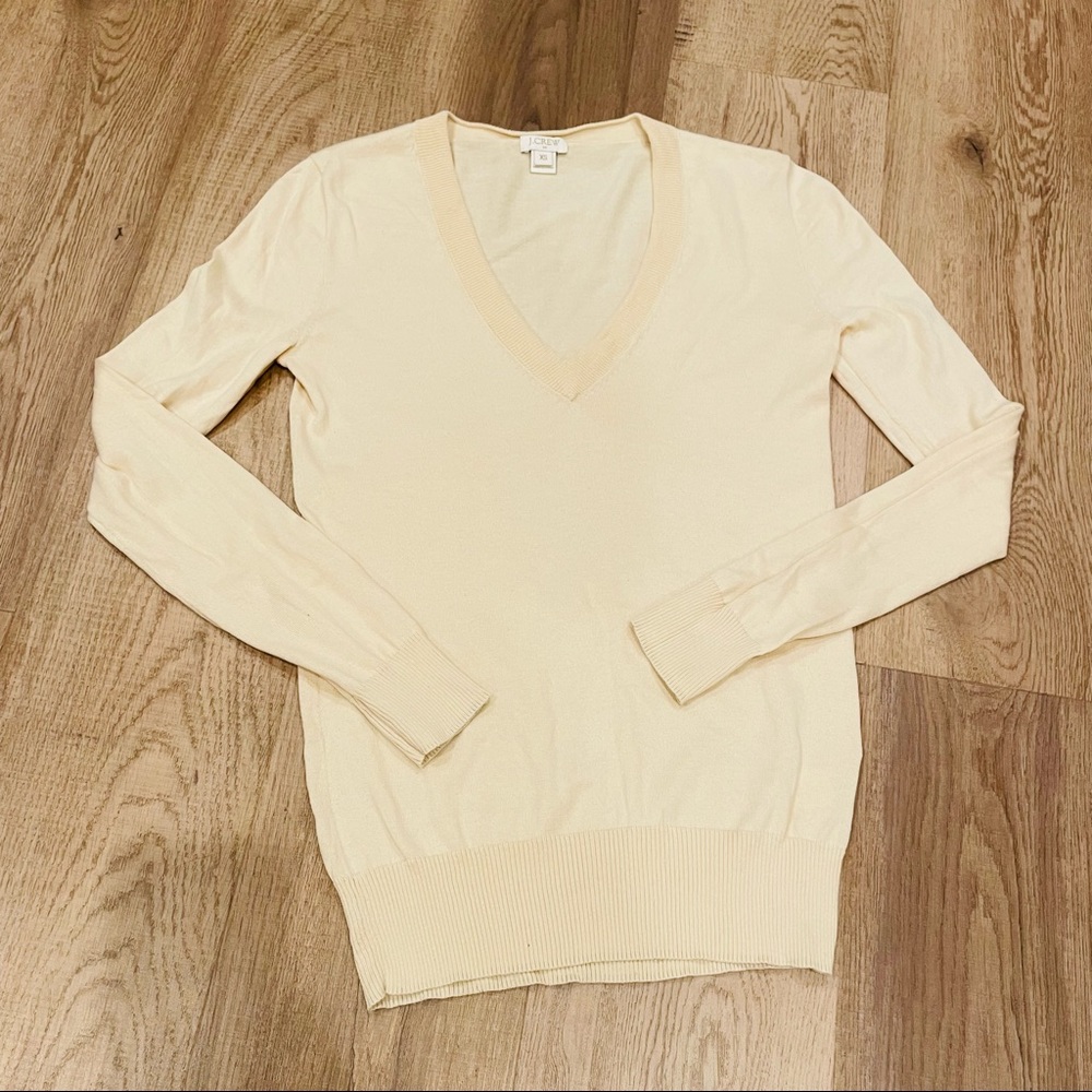 Cream V Neck J Crew Sweater